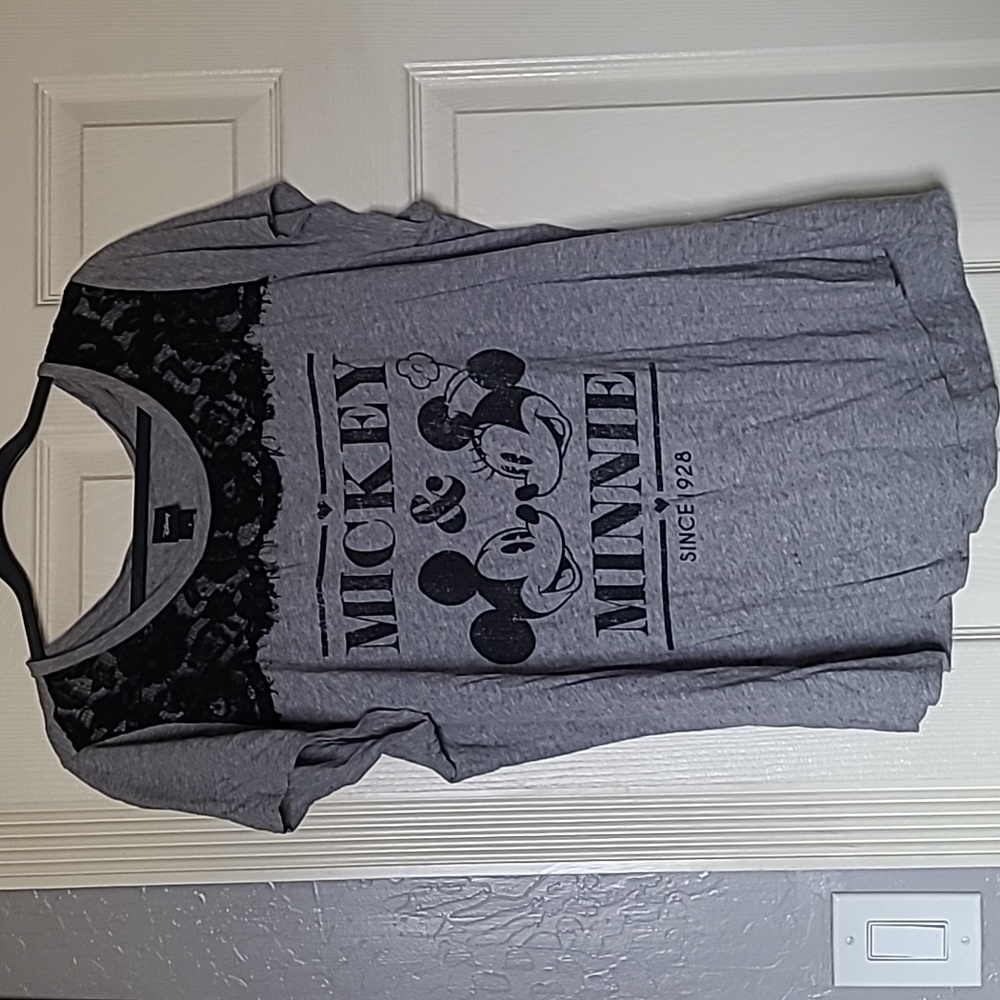 Torrid Mickey & Minnie Gray Lace Insert Top